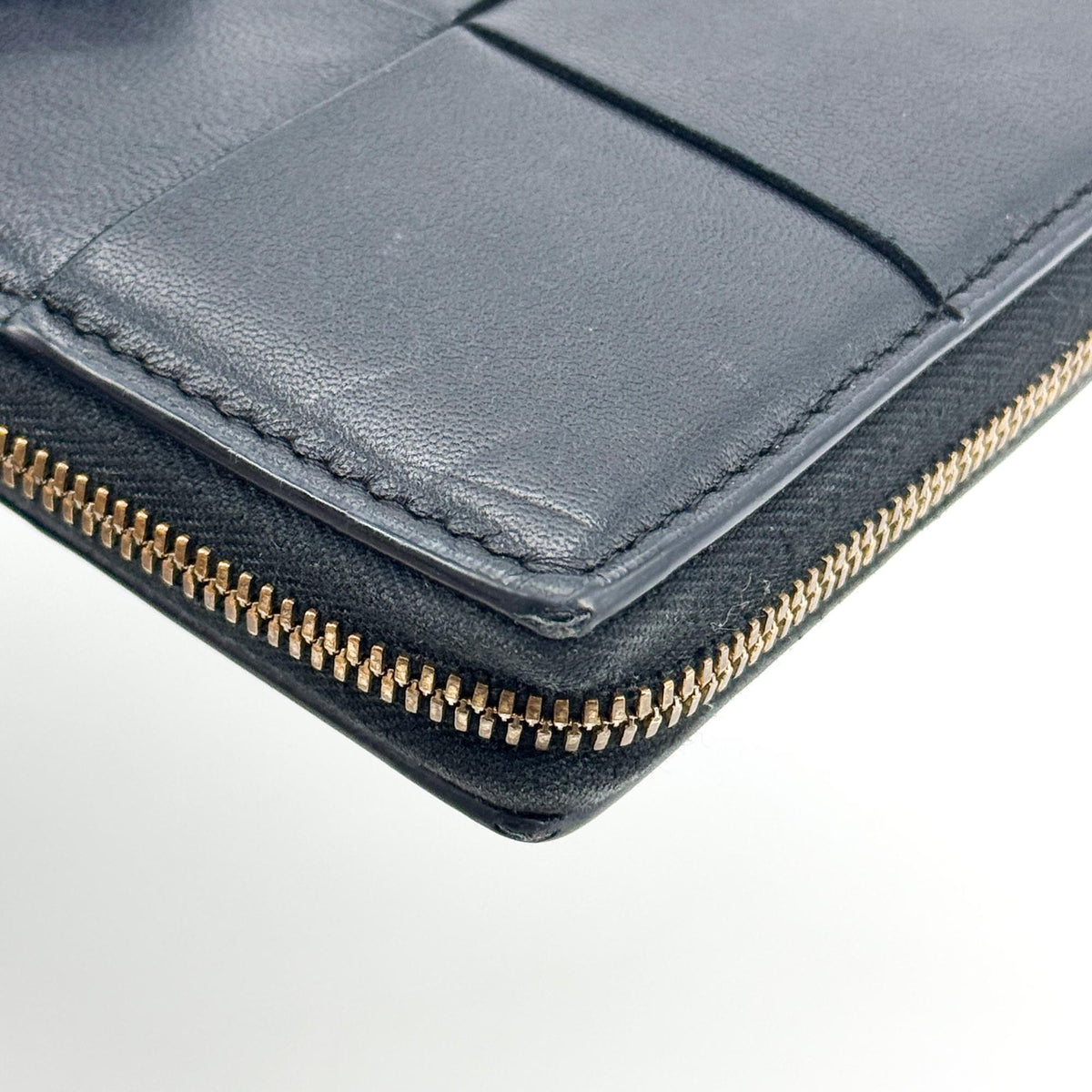 Bottega Veneta Zip Around Intrecciato Nappa Black Leather Wallets Accessory (Pre-Owned)