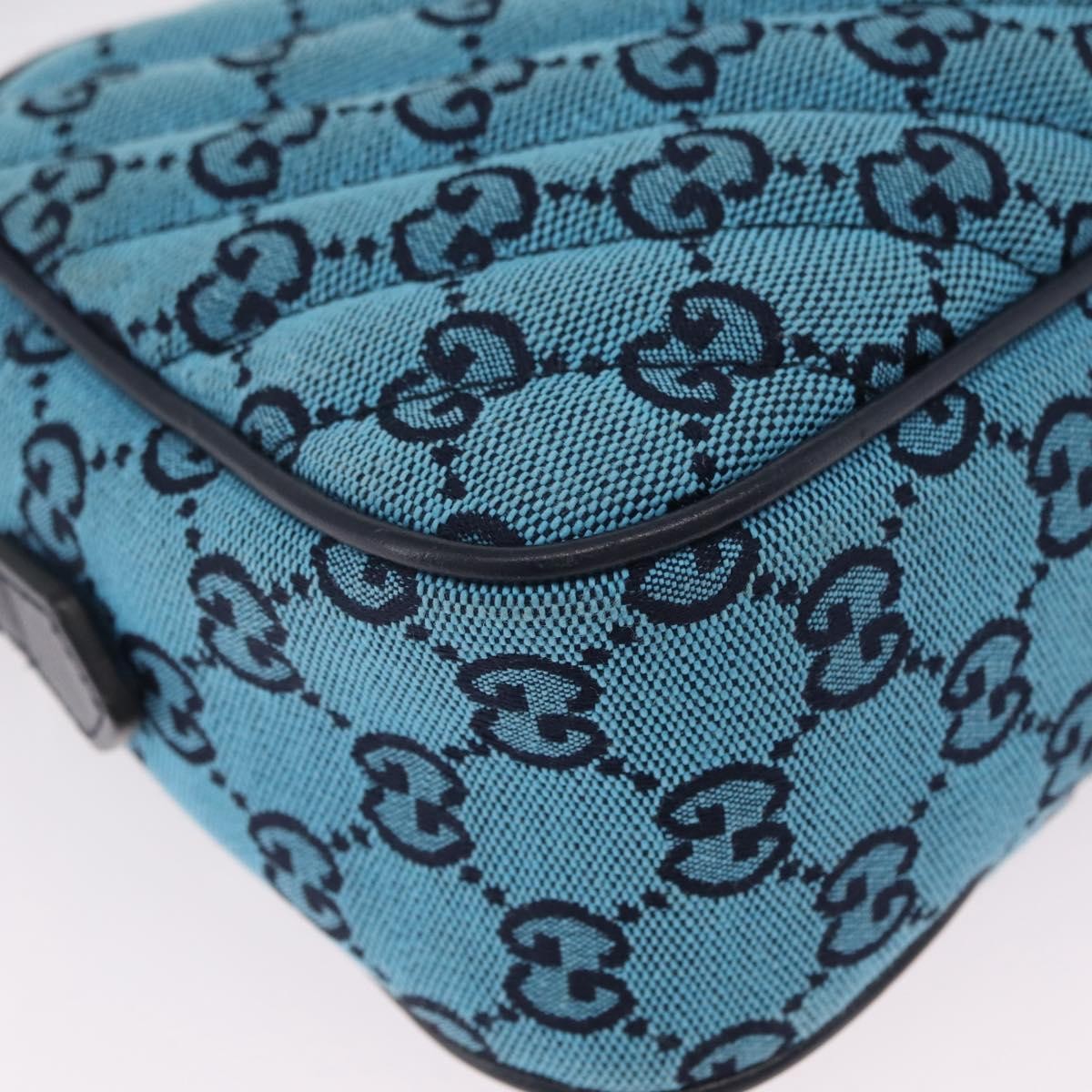 Gucci Gg Marmont Multicolor Diagonal Quilted Gg Canvas Blue Canvas Shoulder Bag Bag (Pre-Owned)