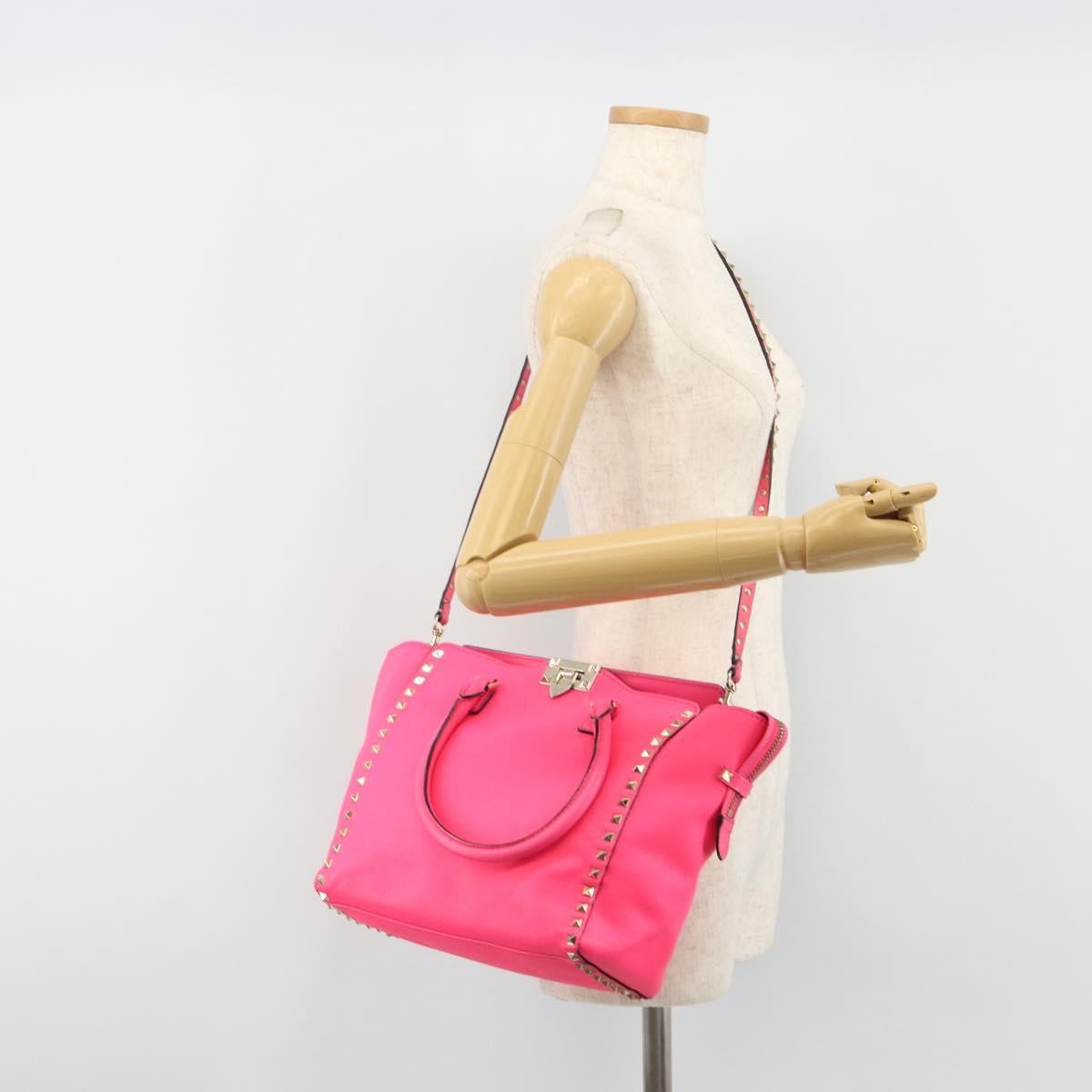 Valentino Garavani Rockstud Tote Soft Leather Pink Leather Tote Bag Bag (Pre-Owned)