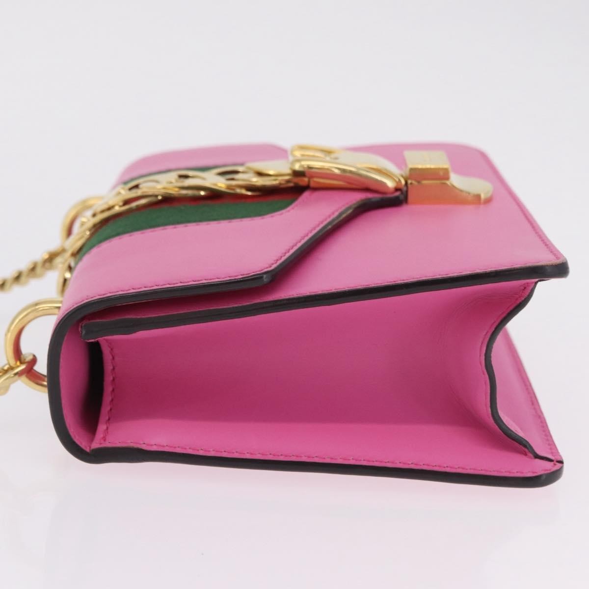 Gucci Sylvie Chain Leather Pink Leather Shoulder Bag Bag (Pre-Owned)