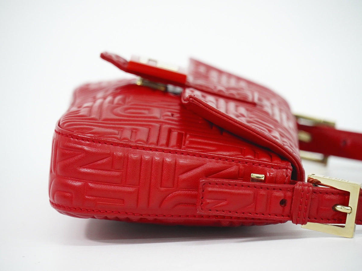 Fendi Mamma Baguette Leather Red Leather Handbag (Pre-Owned)