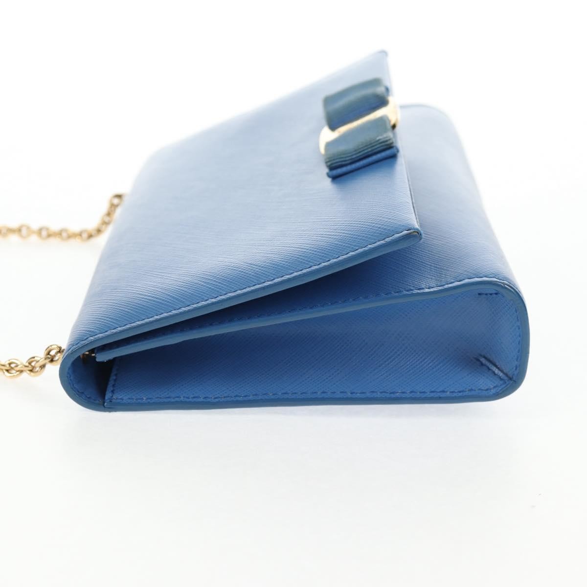 Salvatore Ferragamo Ginny Leather Blue Leather Shoulder Bag Bag (Pre-Owned)