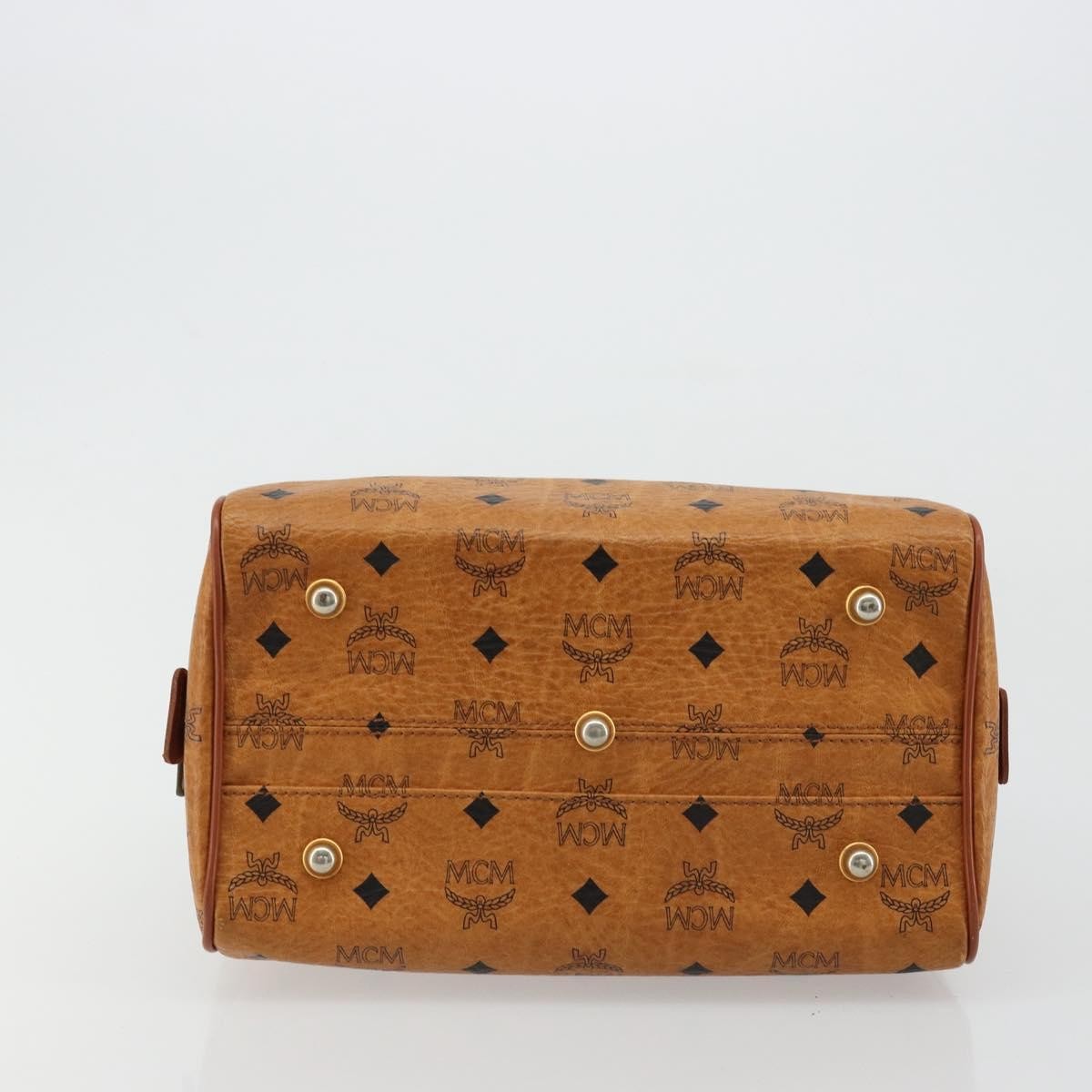 MCM Vicetos Logogram Boston Brown Leather Travel Bag Bag (Pre-Owned)