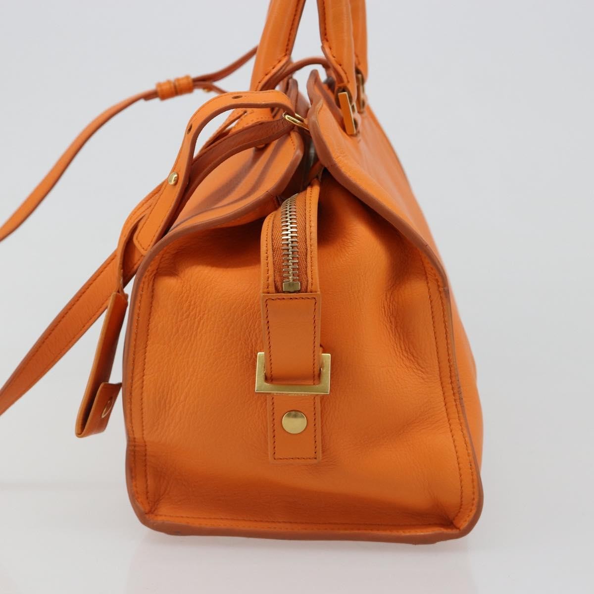 Saint Laurent Classic Y Cabas Leather Orange Leather Tote Bag Bag (Pre-Owned)