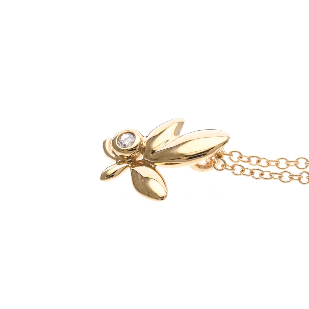 Tiffany & Co. Paloma Picasso Olive Leaf Pendant 18K Rose Gold With Diamond Gold Pink_Gold Necklace Jewelry (Pre-Owned)