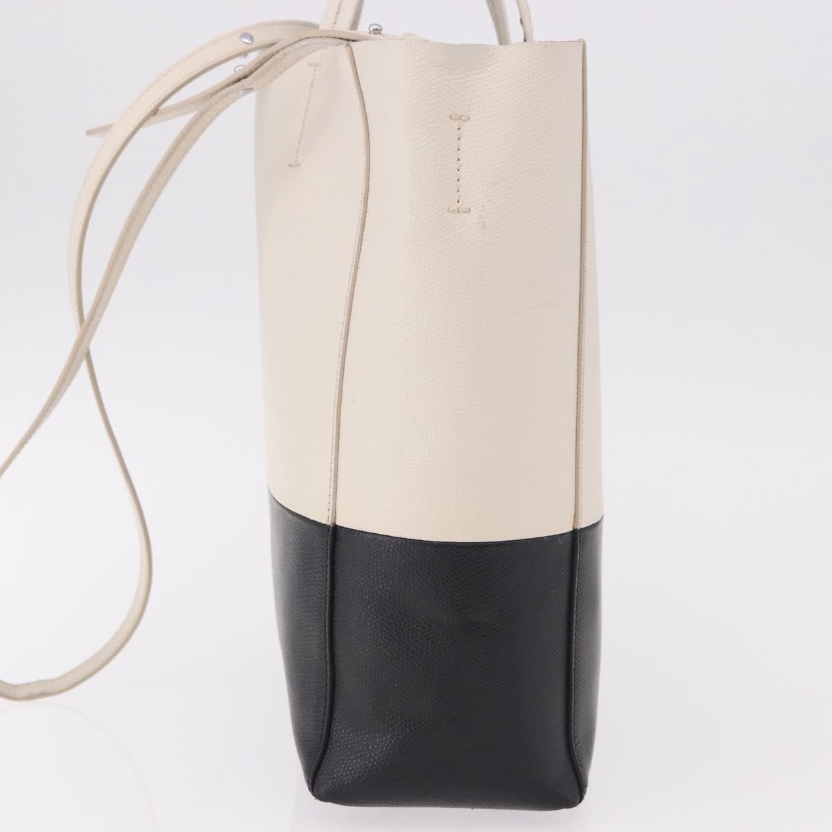 Celine Vertical Bi-Cabas Tote Leather White Leather Tote Bag Bag (Pre-Owned)