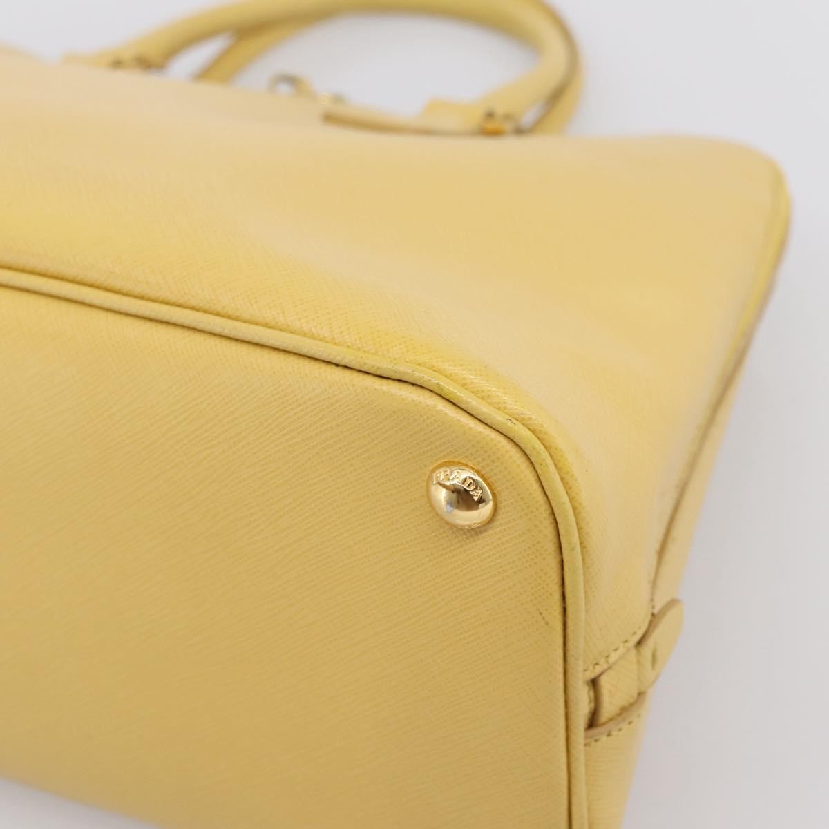 Prada Promenade Saffiano Leather Yellow Leather Handbag (Pre-Owned)