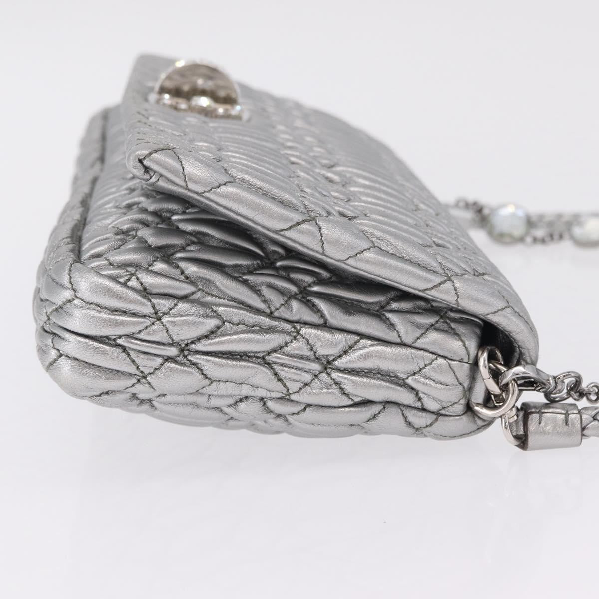 Miu Miu Crystal Clutch Matelasse Leather Silver Leather Clutche & Pouche Bag (Pre-Owned)