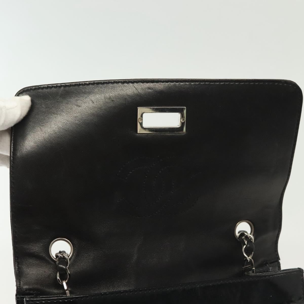 Chanel Vintage Mademoiselle Flap Quilted Canvas With Patent Black Canvas Shoulder Bag Bag (Pre-Owned)