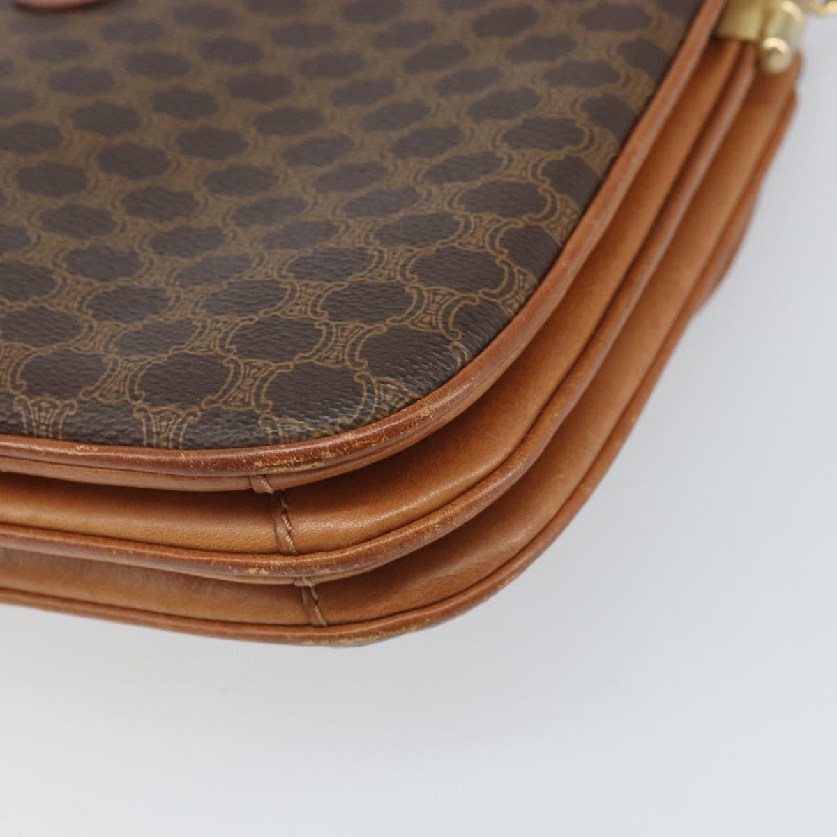Celine Vintage Macadam Canvas And Leather Brown Canvas Shoulder Bag Bag (Pre-Owned)