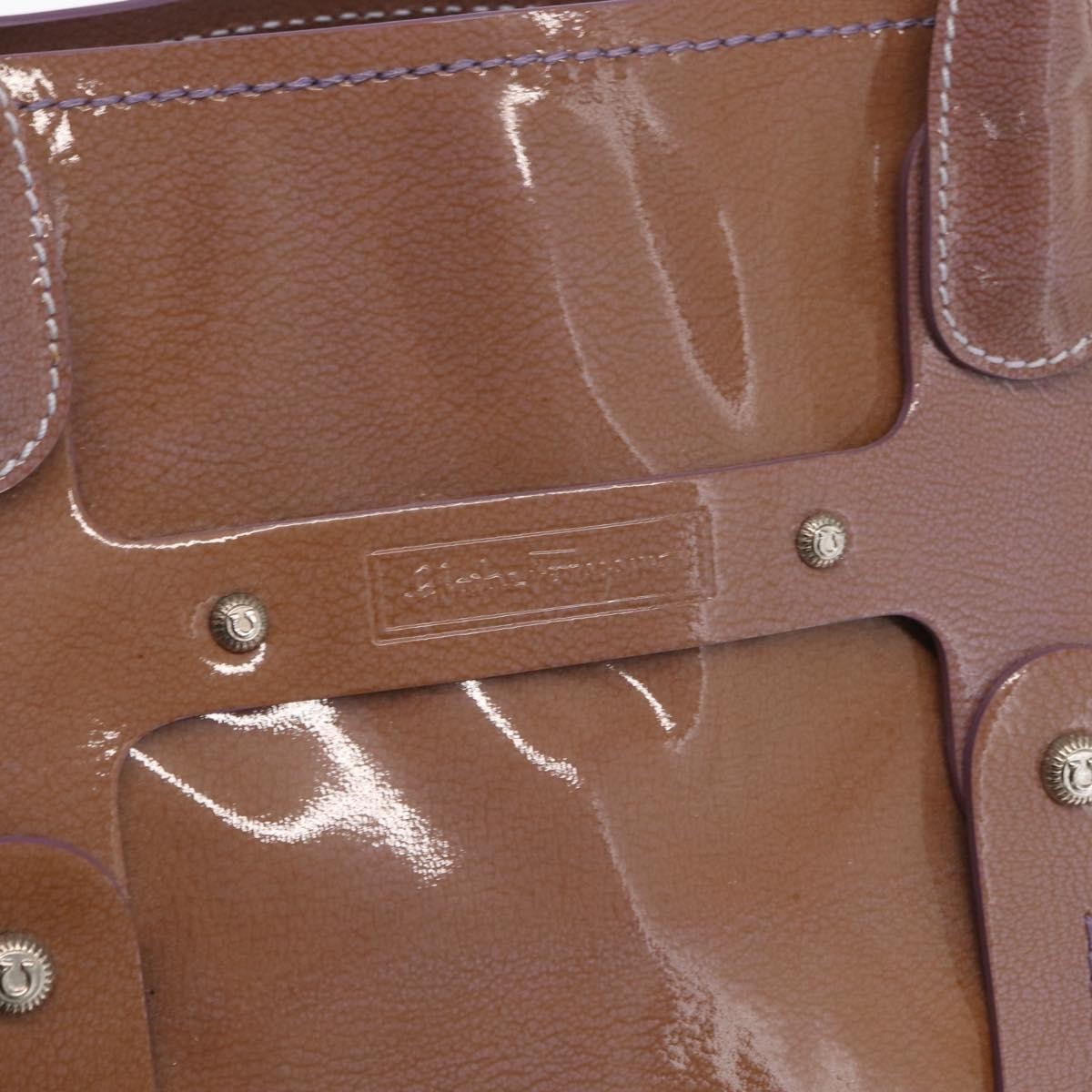 Salvatore Ferragamo Vintage Patent Leather Purple Patent_Leather Handbag (Pre-Owned)