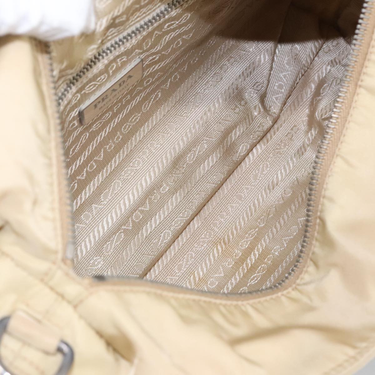 Prada Triangle Logo Beige Synthetic Handbag (Pre-Owned)