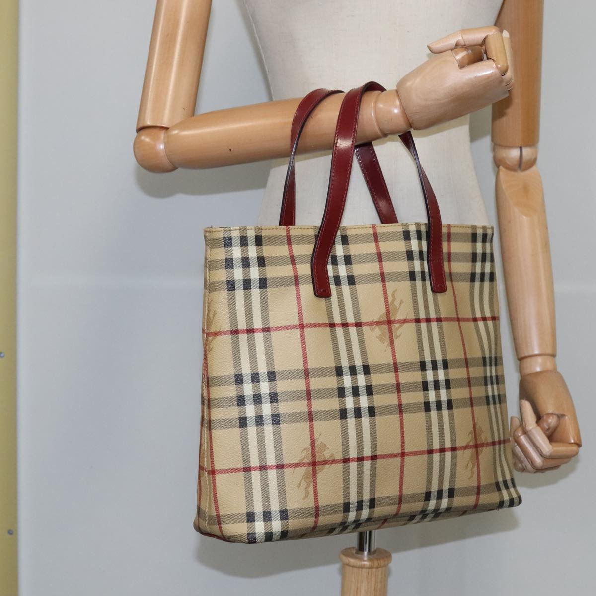 Burberry Nova Check Beige Canvas Tote Bag (Pre-Owned)