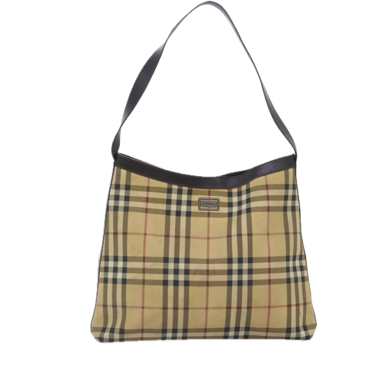 Burberry Nova Check Beige Canvas Shoulder Bag (Pre-Owned)
