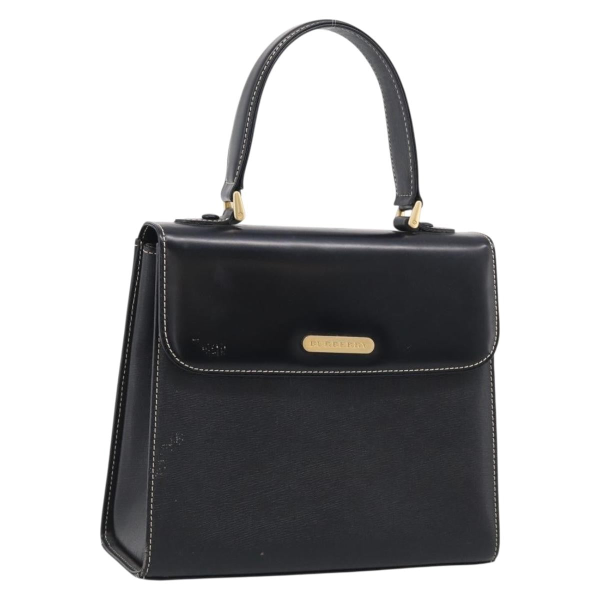 Burberry Handbag Leather Black Leather Handbag (Pre-Owned)