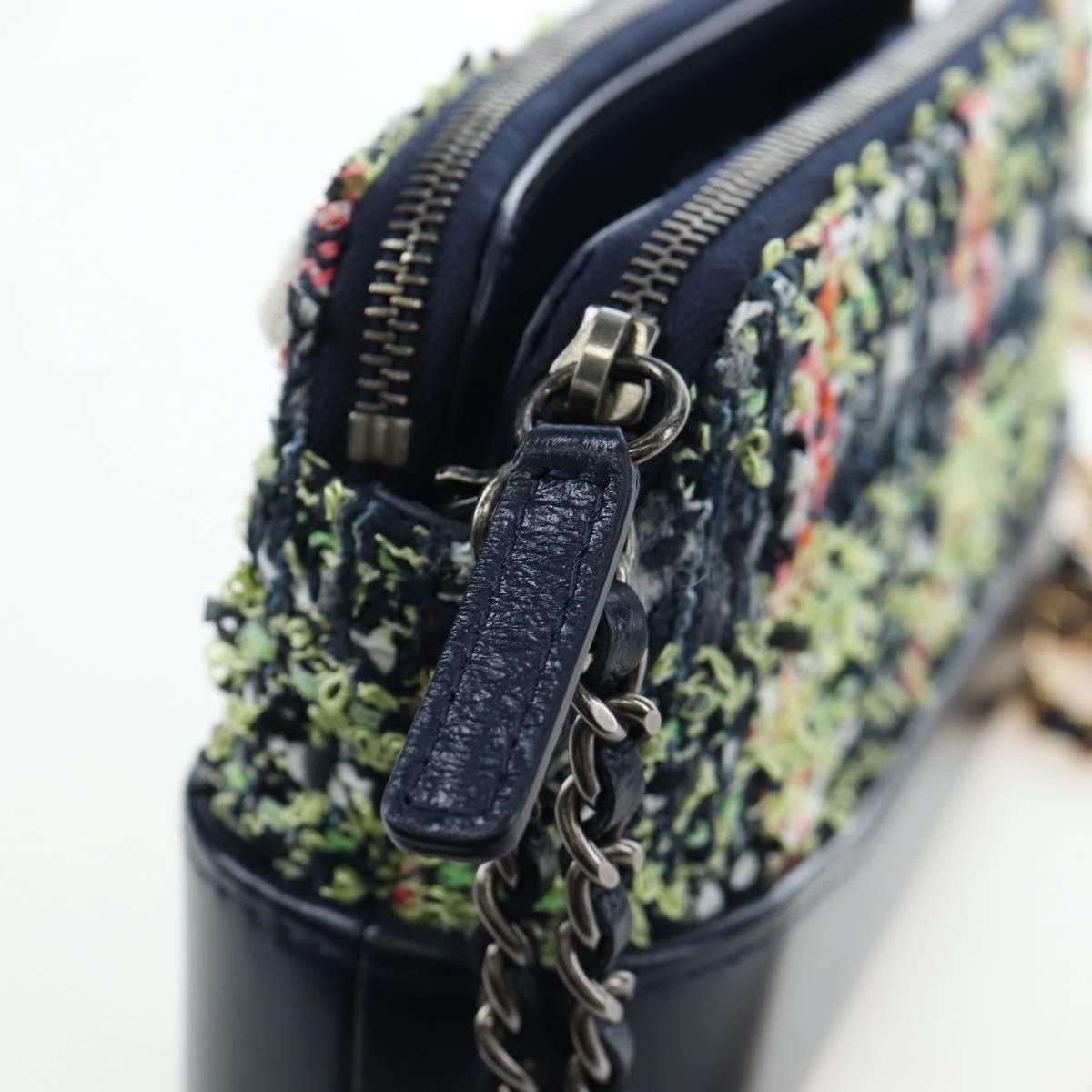 Chanel Gabrielle Tweed Navy Tweed Clutche & Pouche Bag (Pre-Owned)