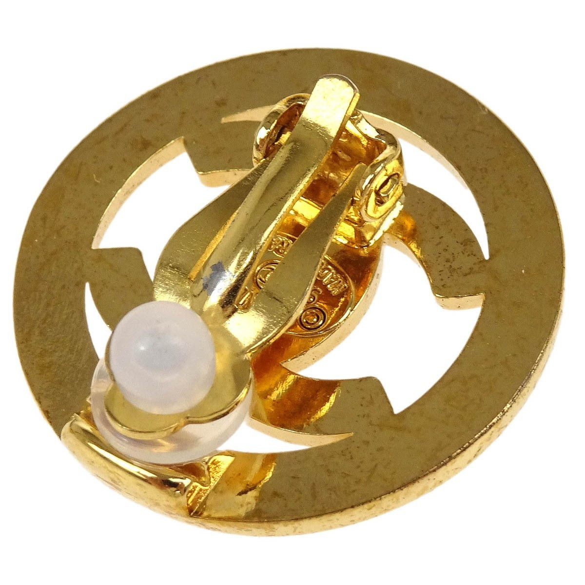 Chanel Cc Round Metal Gold Gold_Plated Earrings Jewelry (Pre-Owned)
