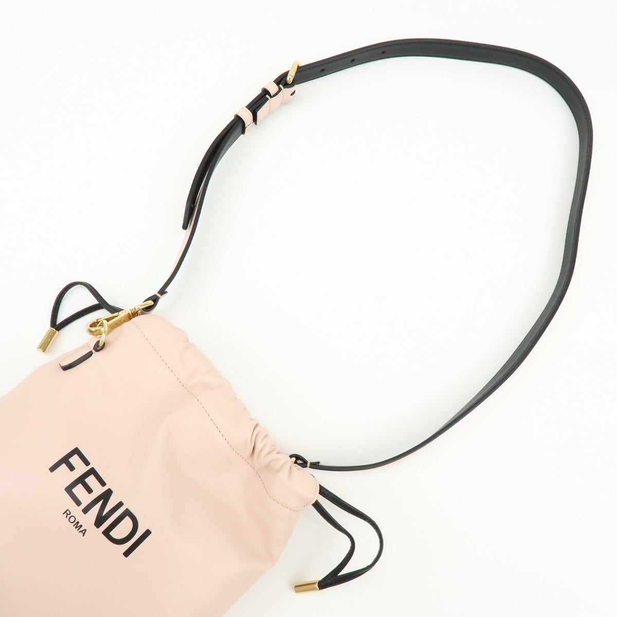 Fendi Logo Drawstring Leather Pink Leather Handbag (Pre-Owned)