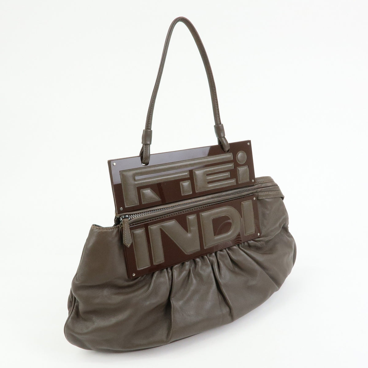 Fendi To You Snakeskin Brown Leather Handbag (Pre-Owned)