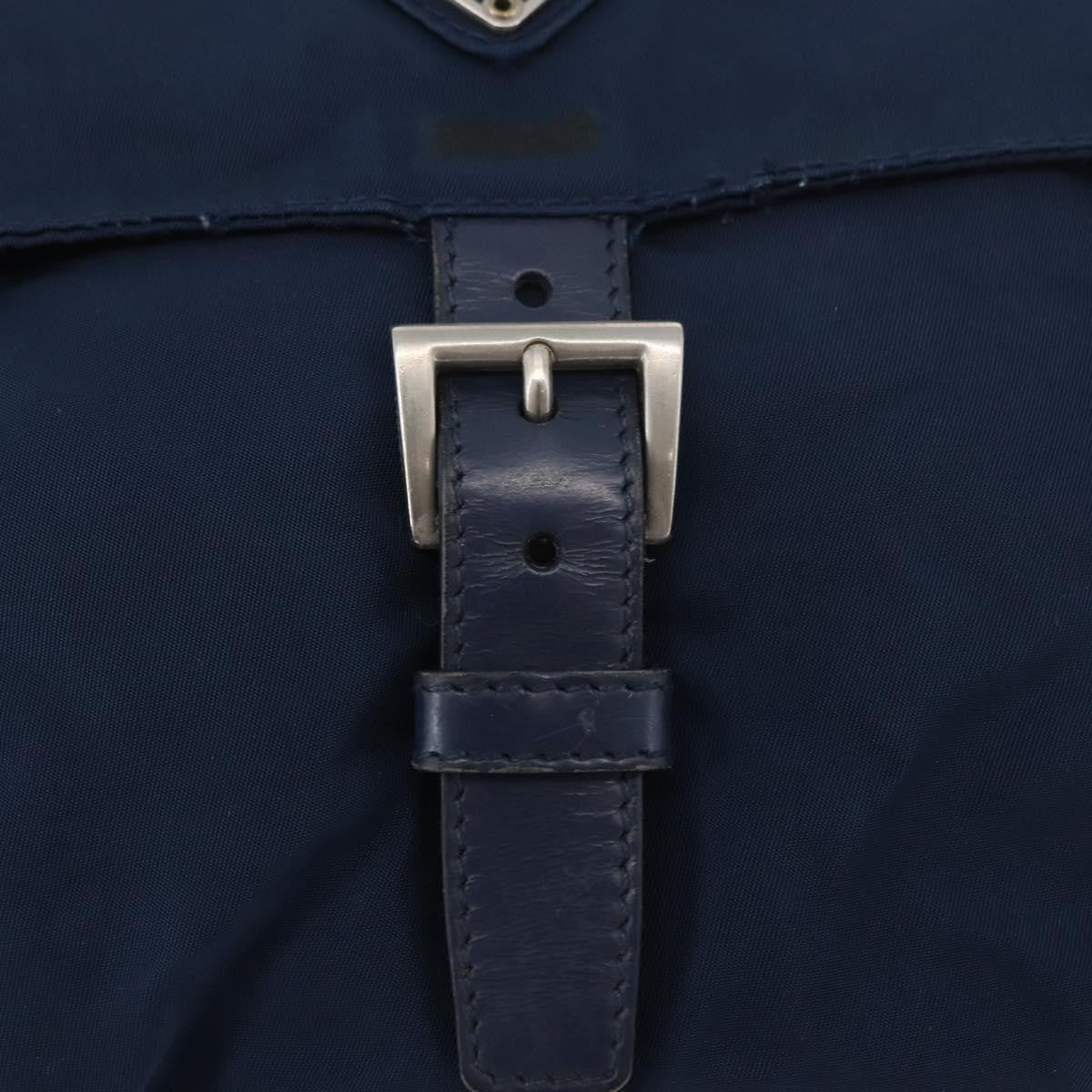 Prada Buckle Messenger Tessuto Navy Nylon Handbag (Pre-Owned)