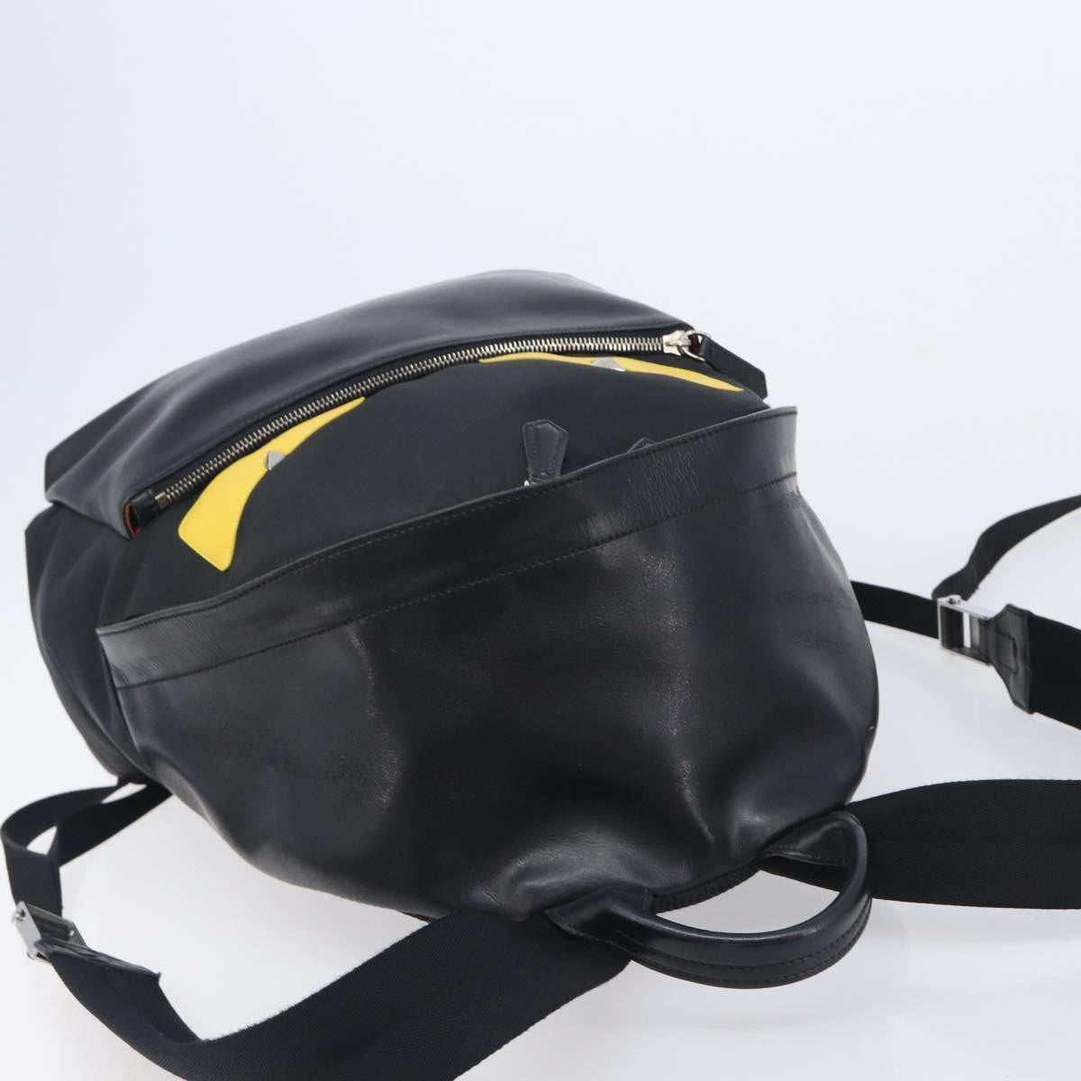 Fendi Monster Nylon With Leather Black Leather Backpack Bag (Pre-Owned)