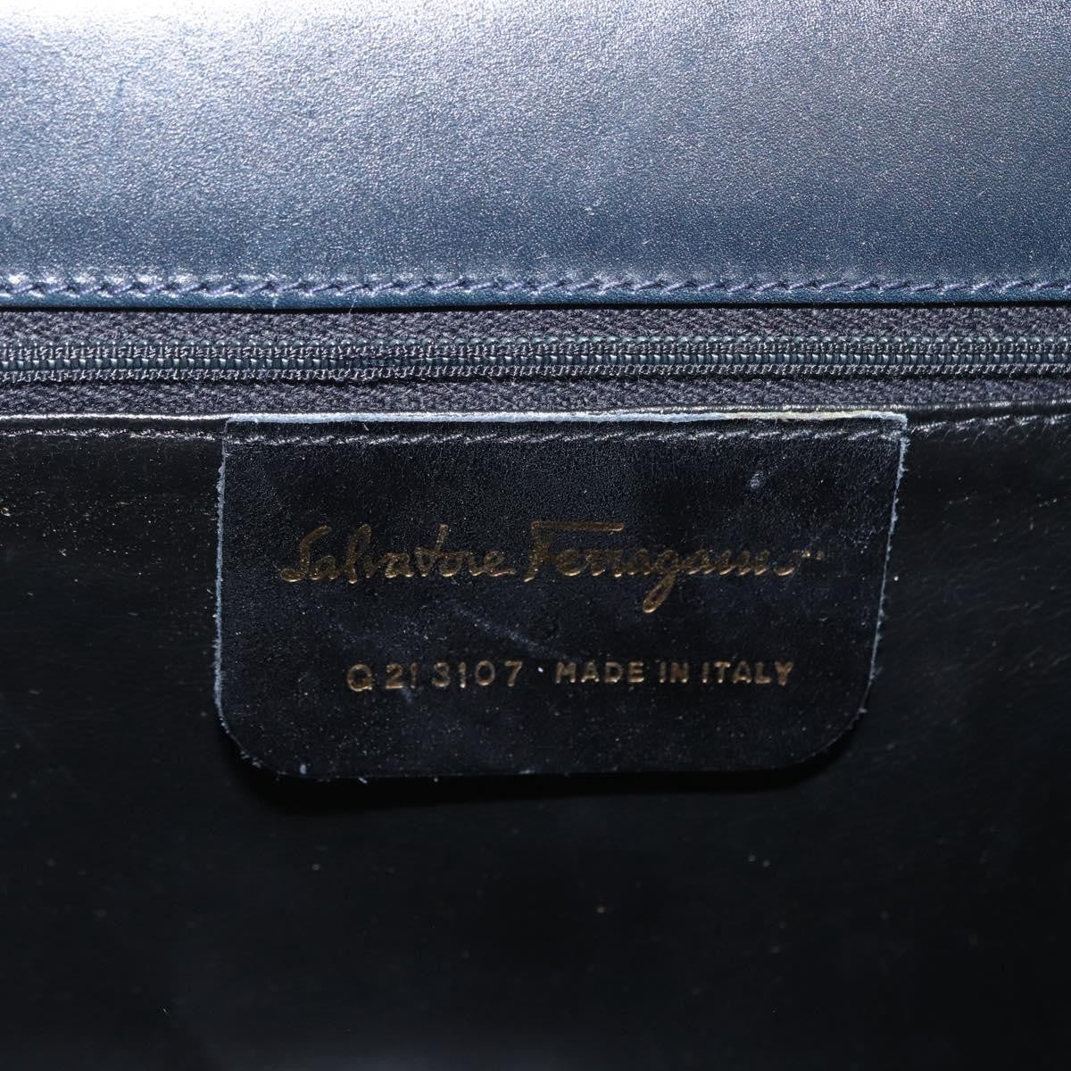 Salvatore Ferragamo Vala Leather Navy Leather Shoulder Bag Bag (Pre-Owned)