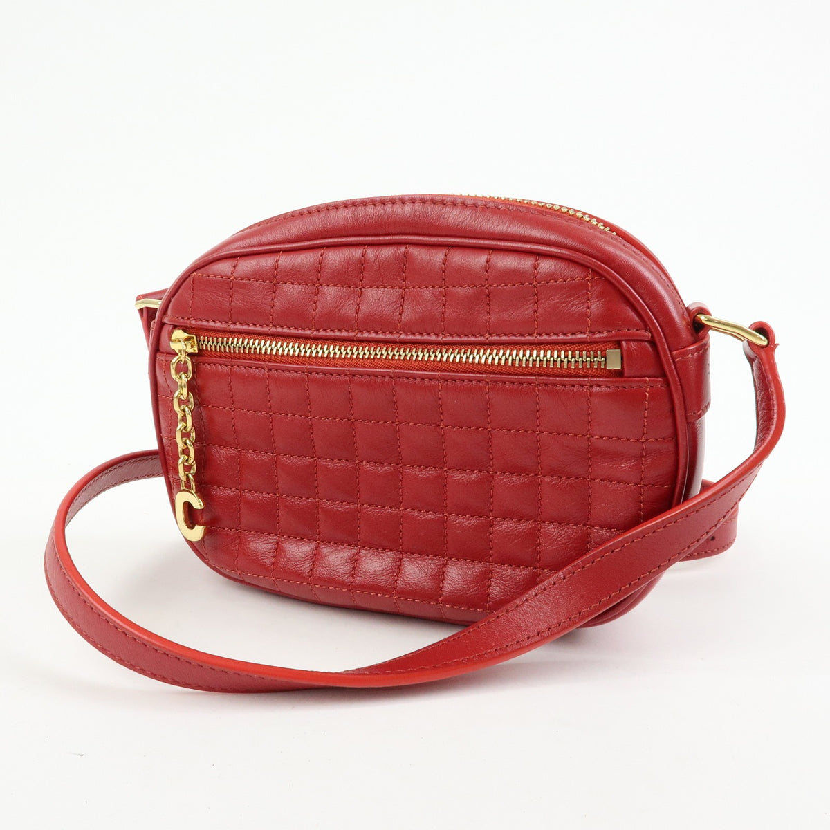 Celine C Charm Camera Quilted Leather Red Leather Handbag (Pre-Owned)