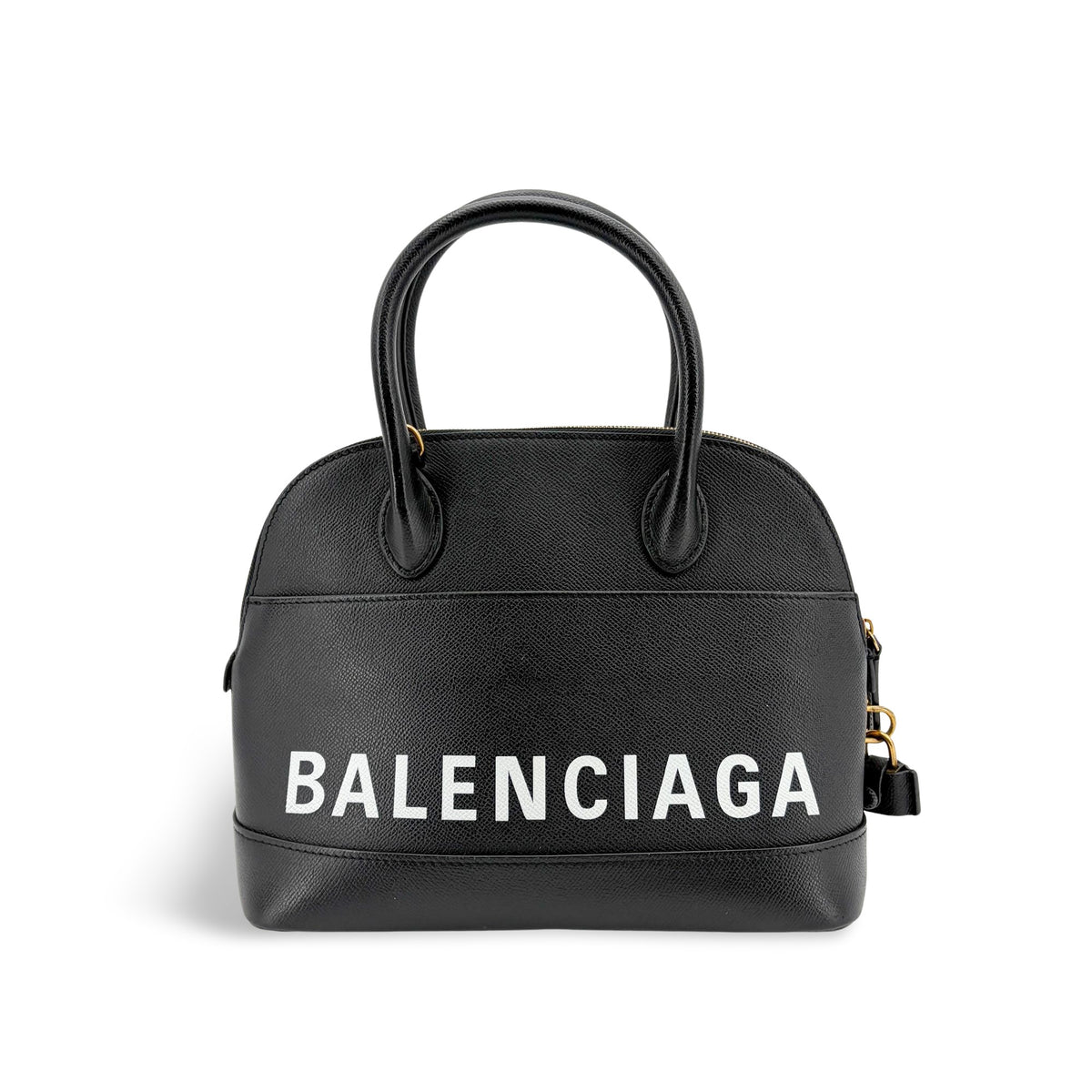Balenciaga Logo Ville Leather Black Calfskin Handbag (Pre-Owned)