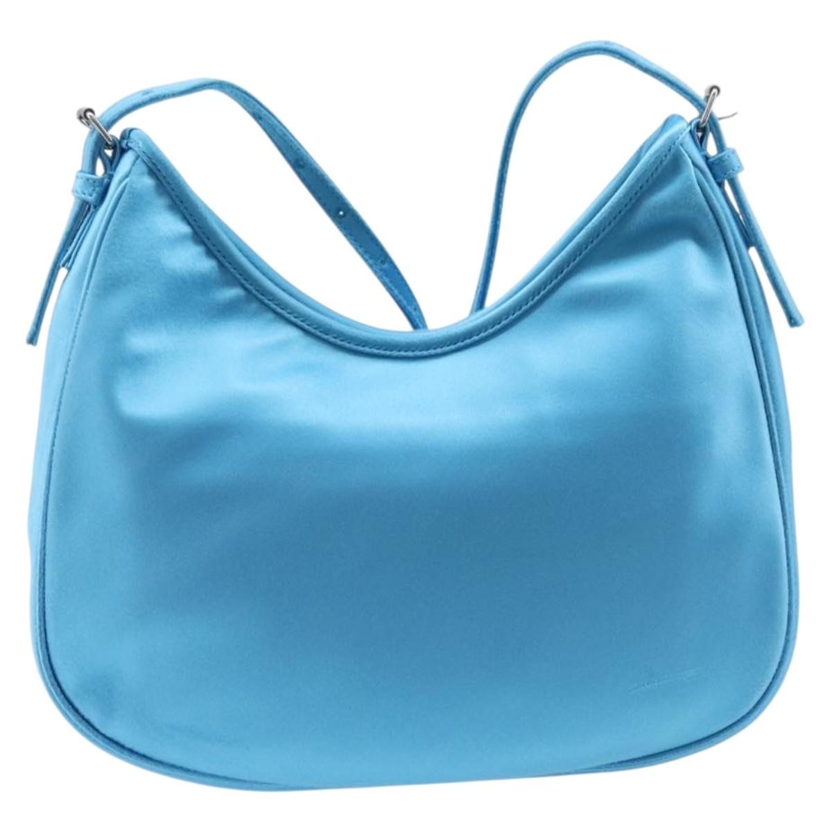 Balenciaga Leopolda Satin Blue Satin Shoulder Bag Bag (Pre-Owned)