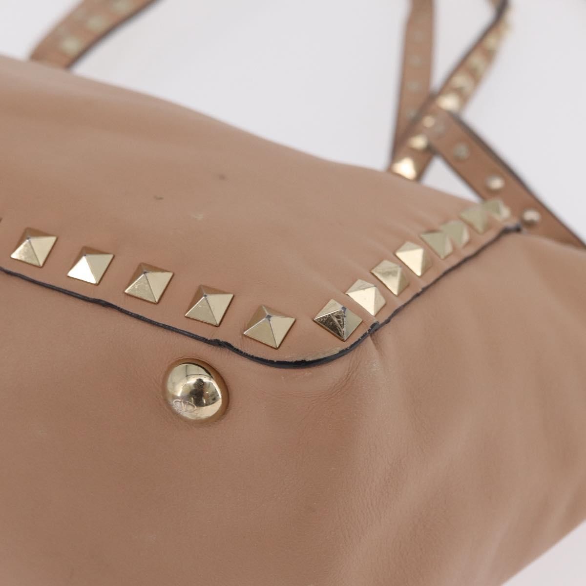 Valentino Garavani Rockstud Soft Leather Beige Leather Tote Bag Bag (Pre-Owned)