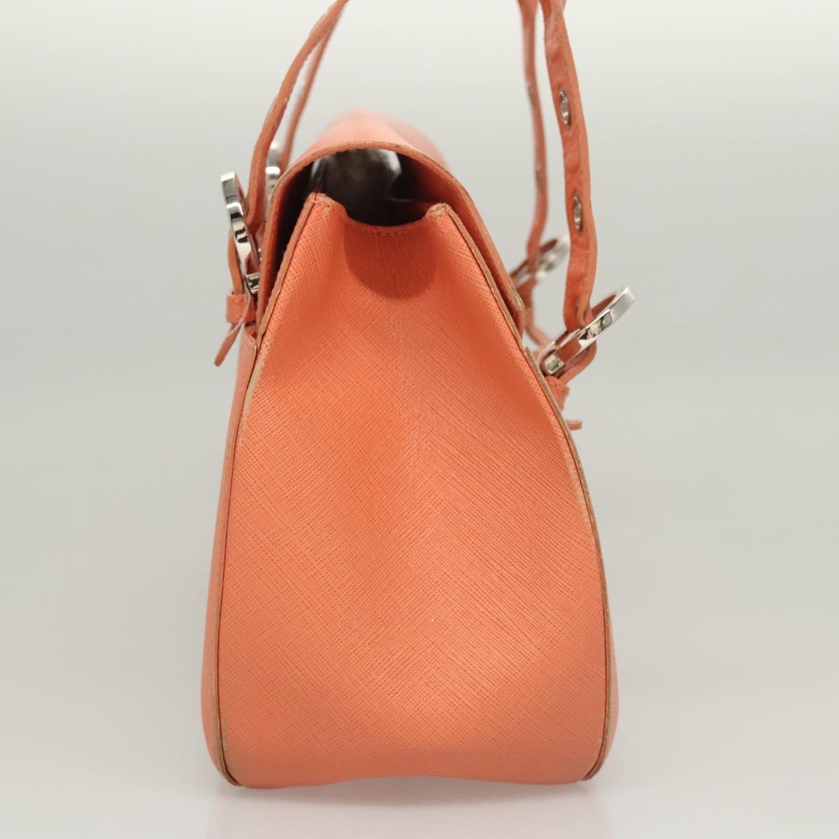 Salvatore Ferragamo Gancini Leather Orange Leather Handbag (Pre-Owned)