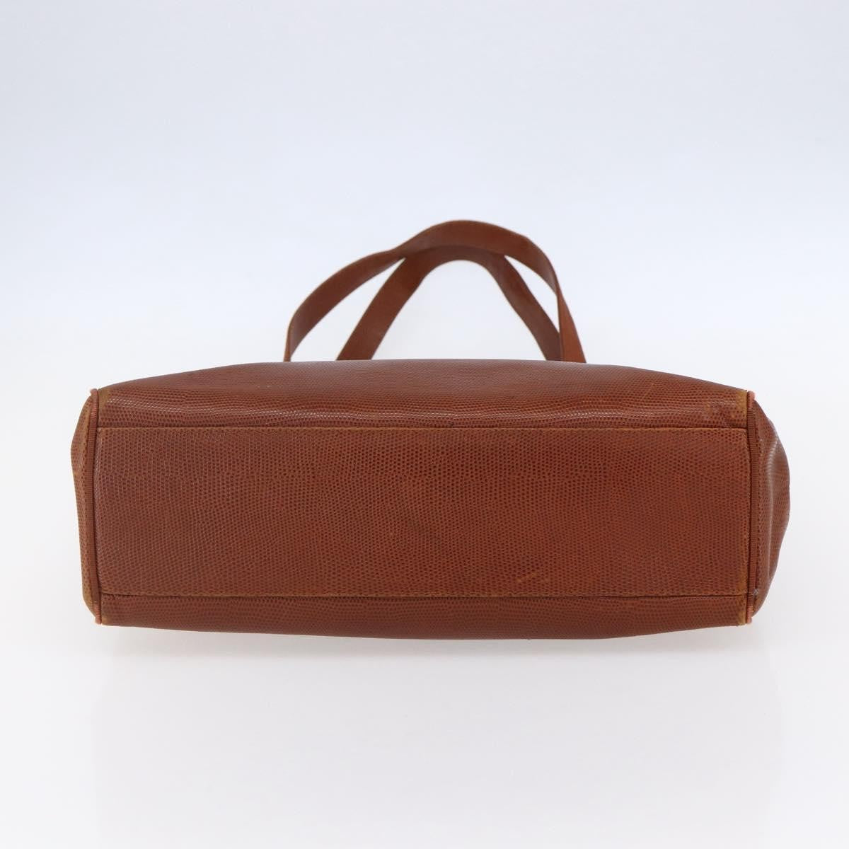 Salvatore Ferragamo Vintage Vara Bow Tote Lizard Embossed Leather Brown Leather Tote Bag Bag (Pre-Owned)