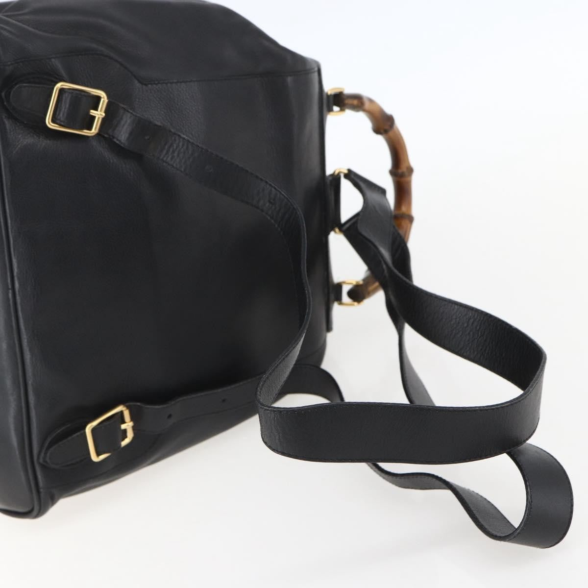 Gucci Vintage Bamboo Leather Black Leather Backpack Bag (Pre-Owned)