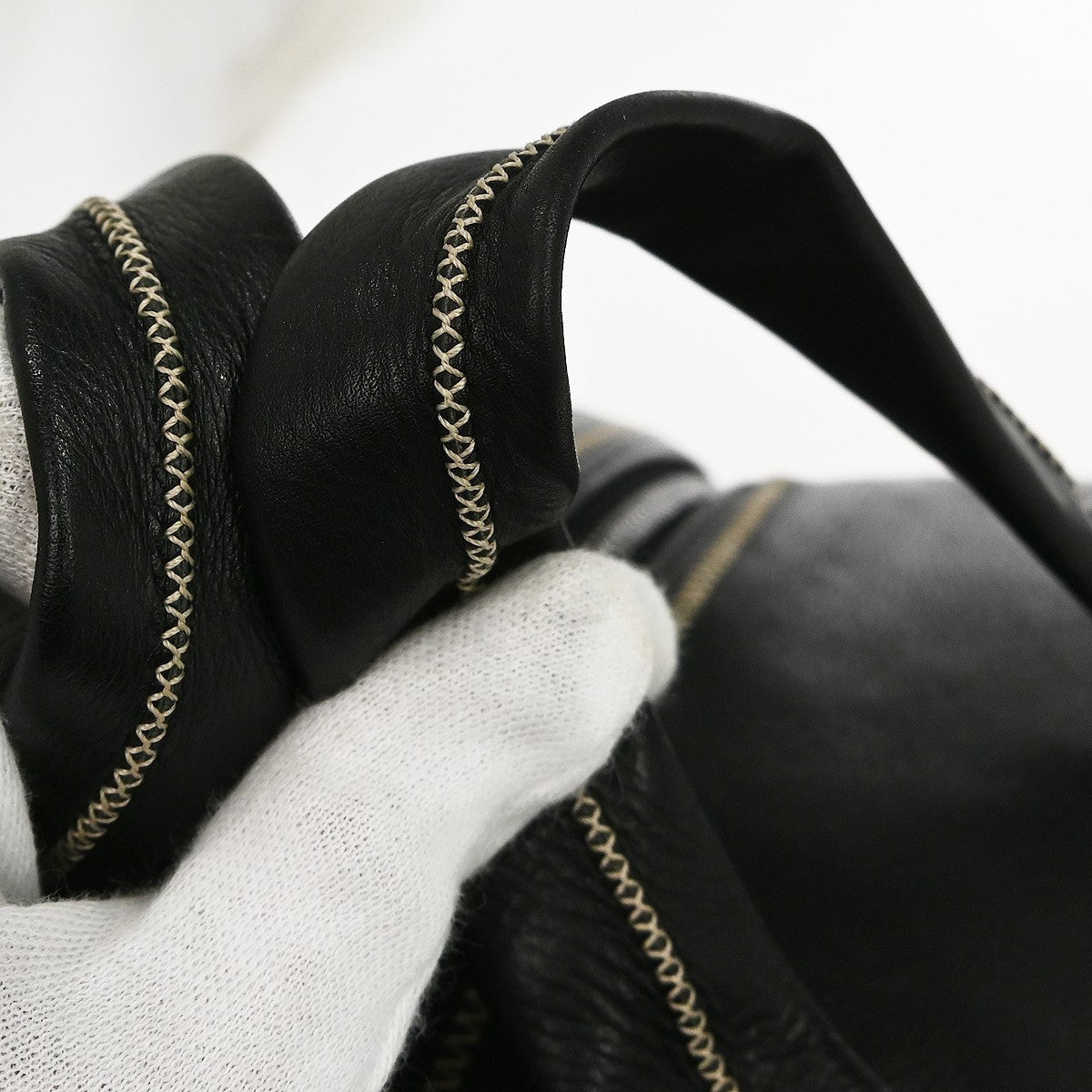 Chanel Vintage Bowler Lambskin Black Leather Handbag (Pre-Owned)