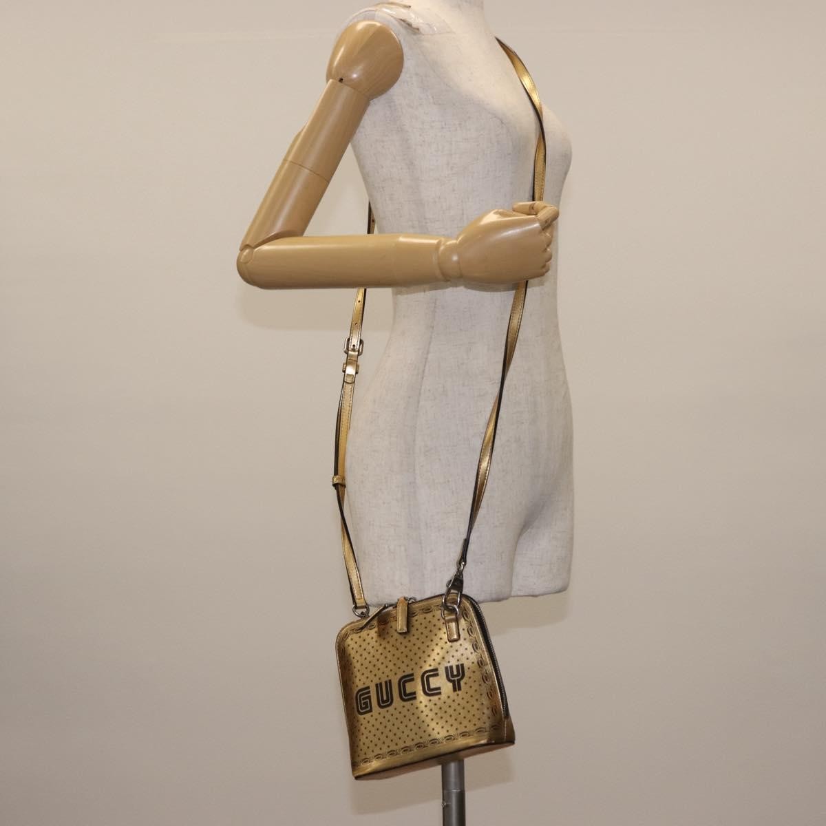 Gucci Dome Limited Edition Printed Leather Gold Leather Crossbody Bag Bag (Pre-Owned)