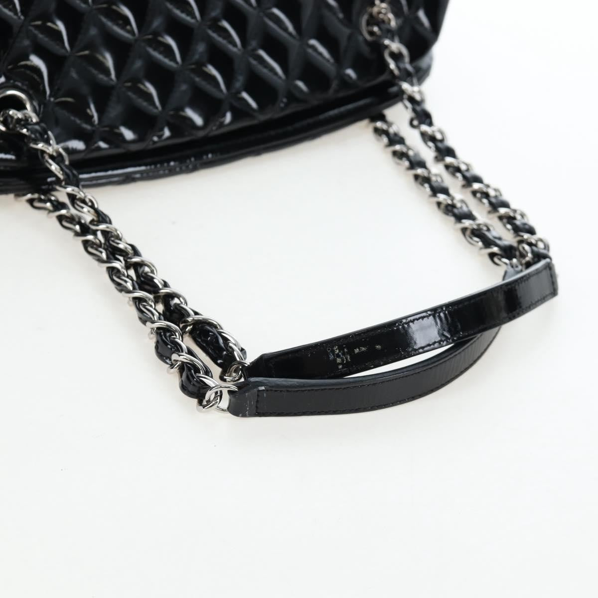 Chanel Just Mademoiselle Quilted Patent Black Patent_Leather Handbag (Pre-Owned)