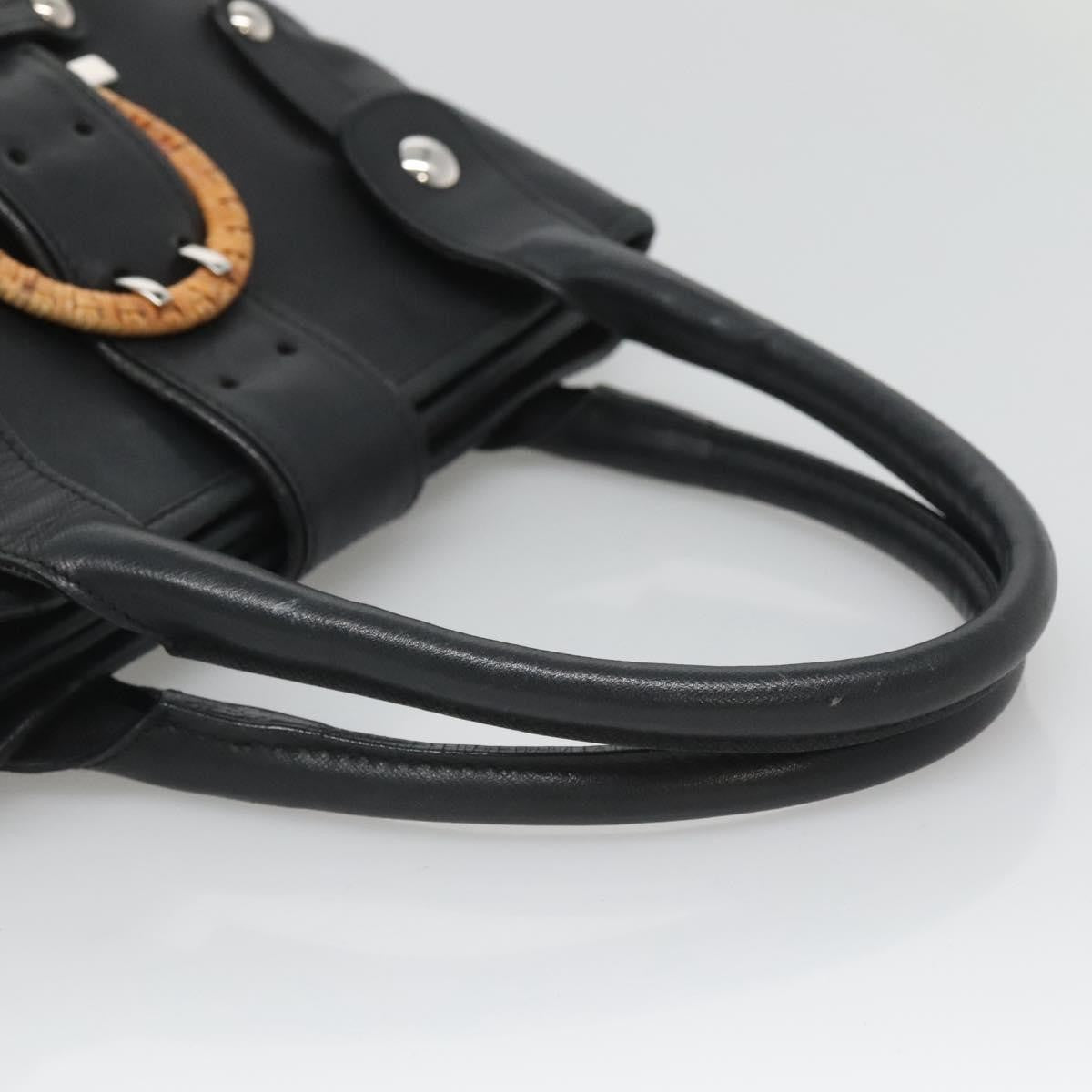 Salvatore Ferragamo Gancini Leather Black Leather Handbag (Pre-Owned)