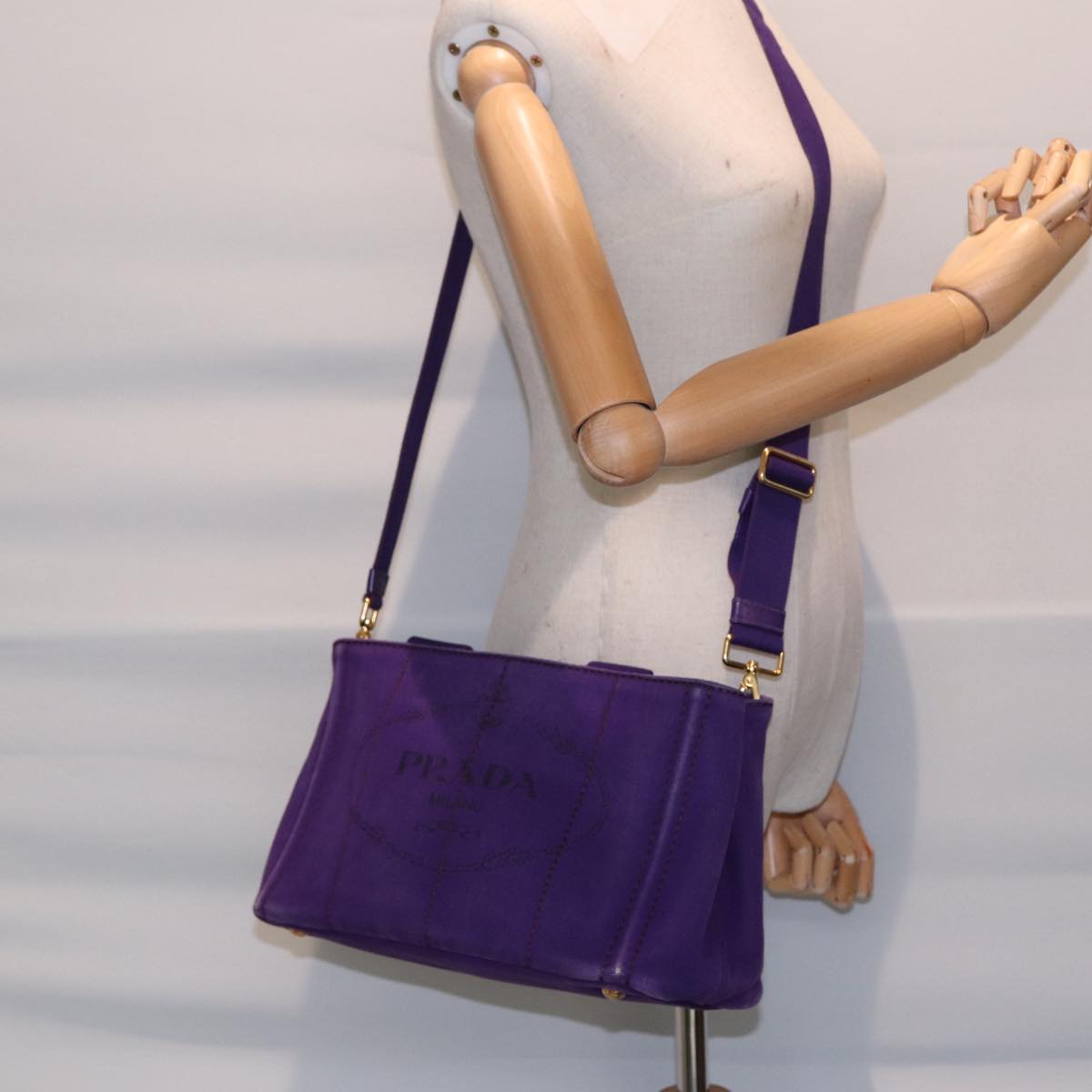 Prada Canapa Purple Canvas Handbag (Pre-Owned)