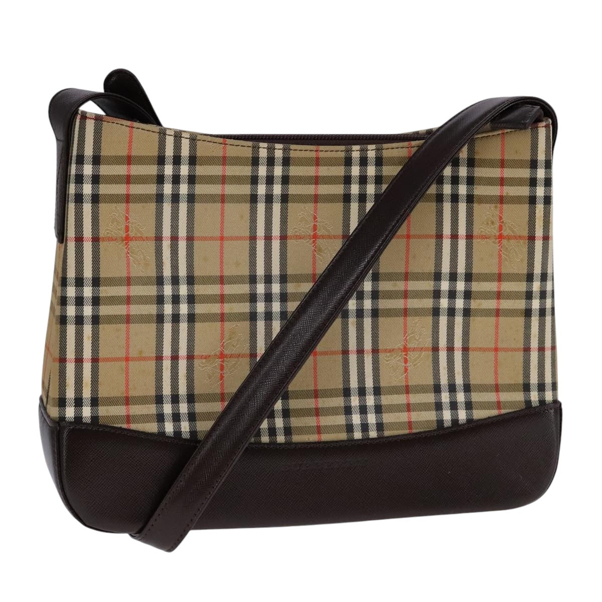 Burberry Nova Check Beige Canvas Shoulder Bag (Pre-Owned)