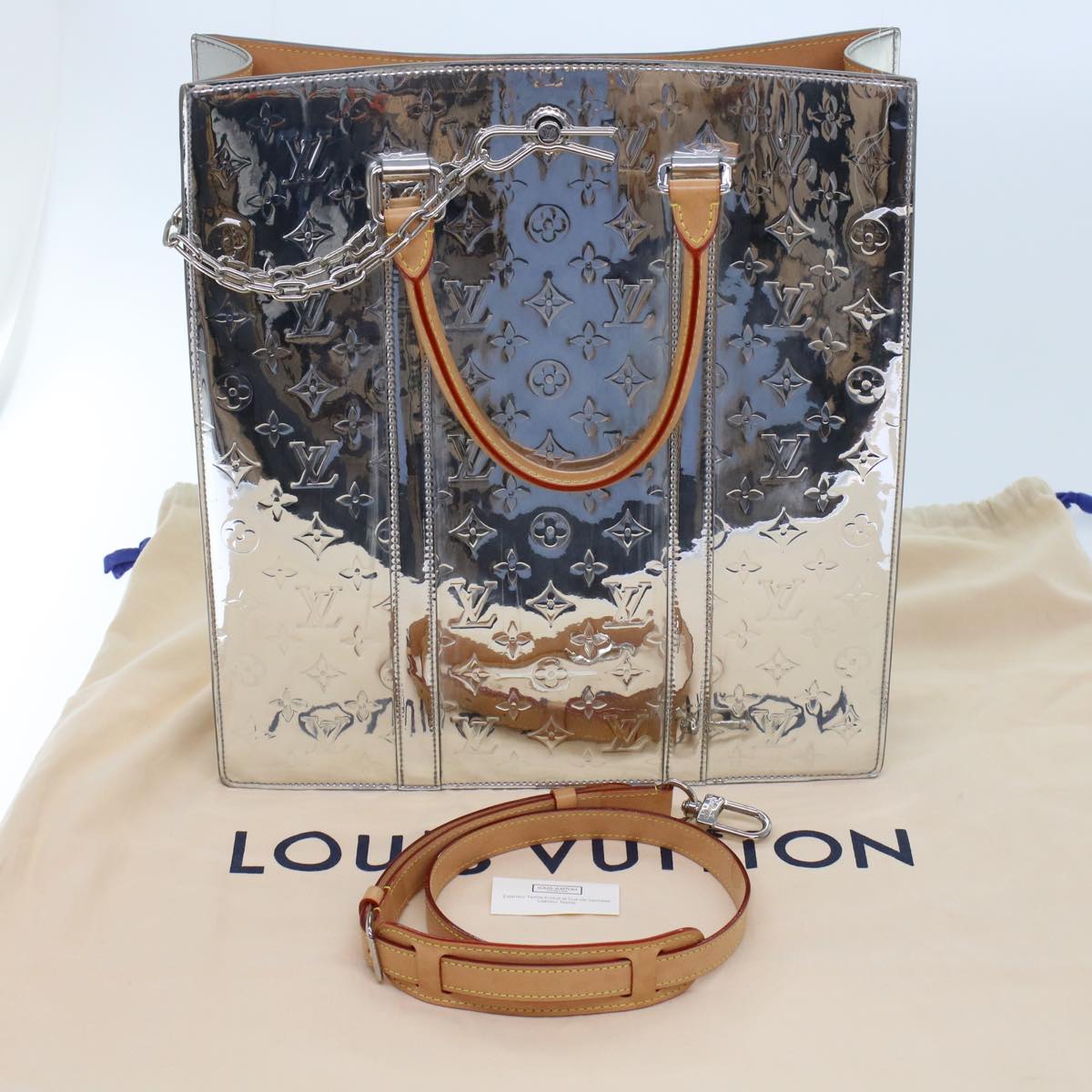 Louis Vuitton Louis Vuitton Sac Plat Silver Monogram Miroir Patent