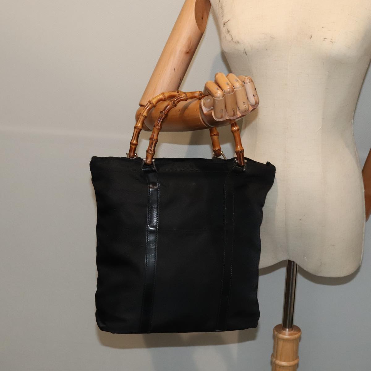 Gucci Bamboo Black Synthetic Handbag (Pre-Owned)