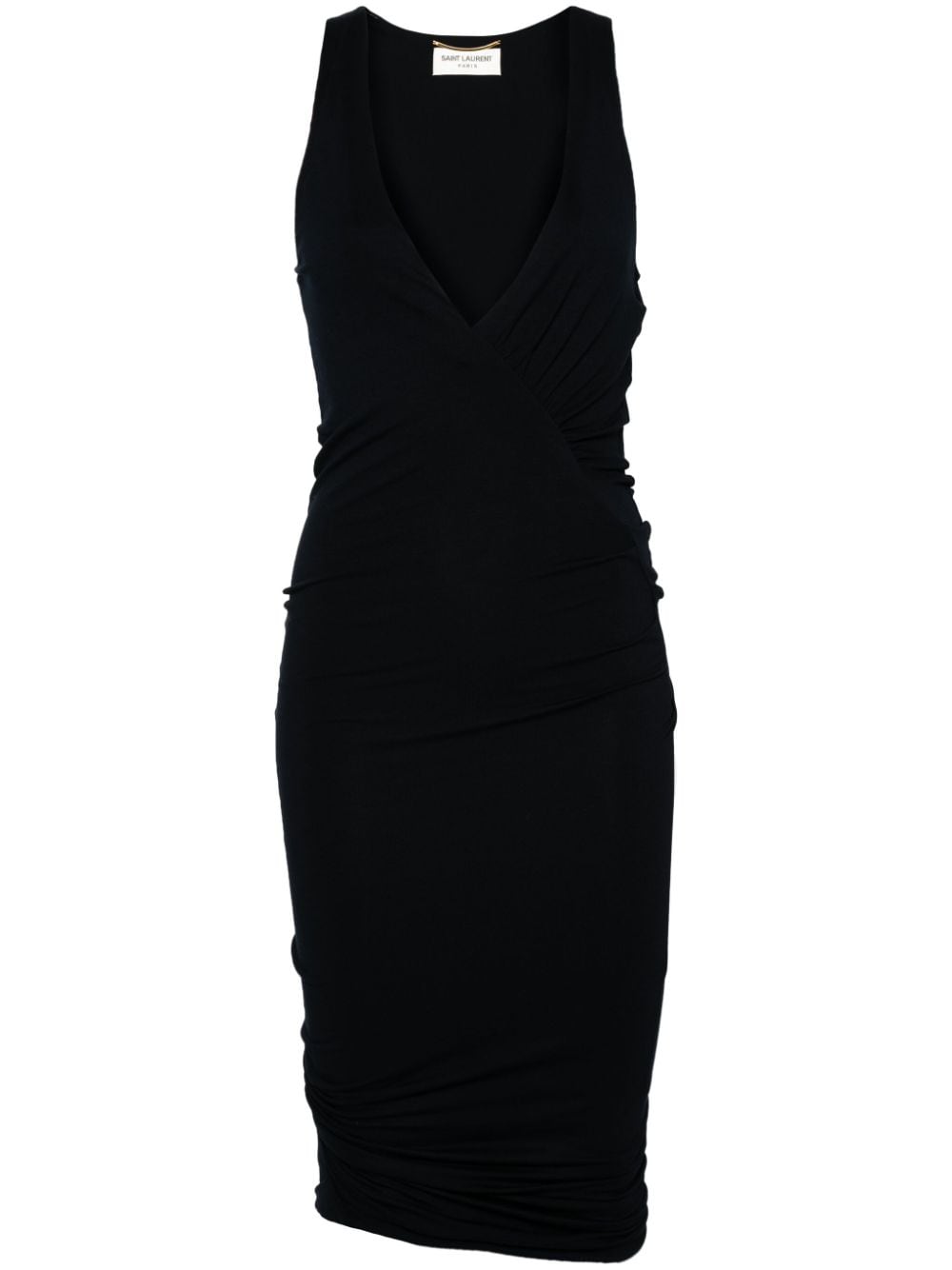 Saint Laurent Women's Ruched V-Neck Mini Dress