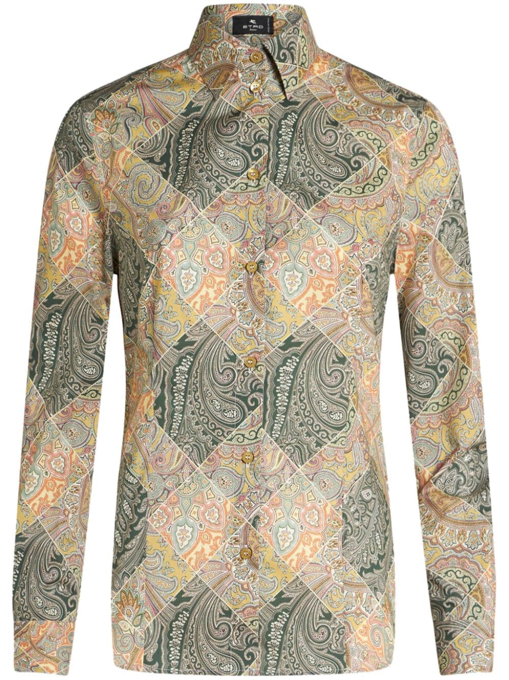 Etro Women's Patchwork-Print Poplin Shirt