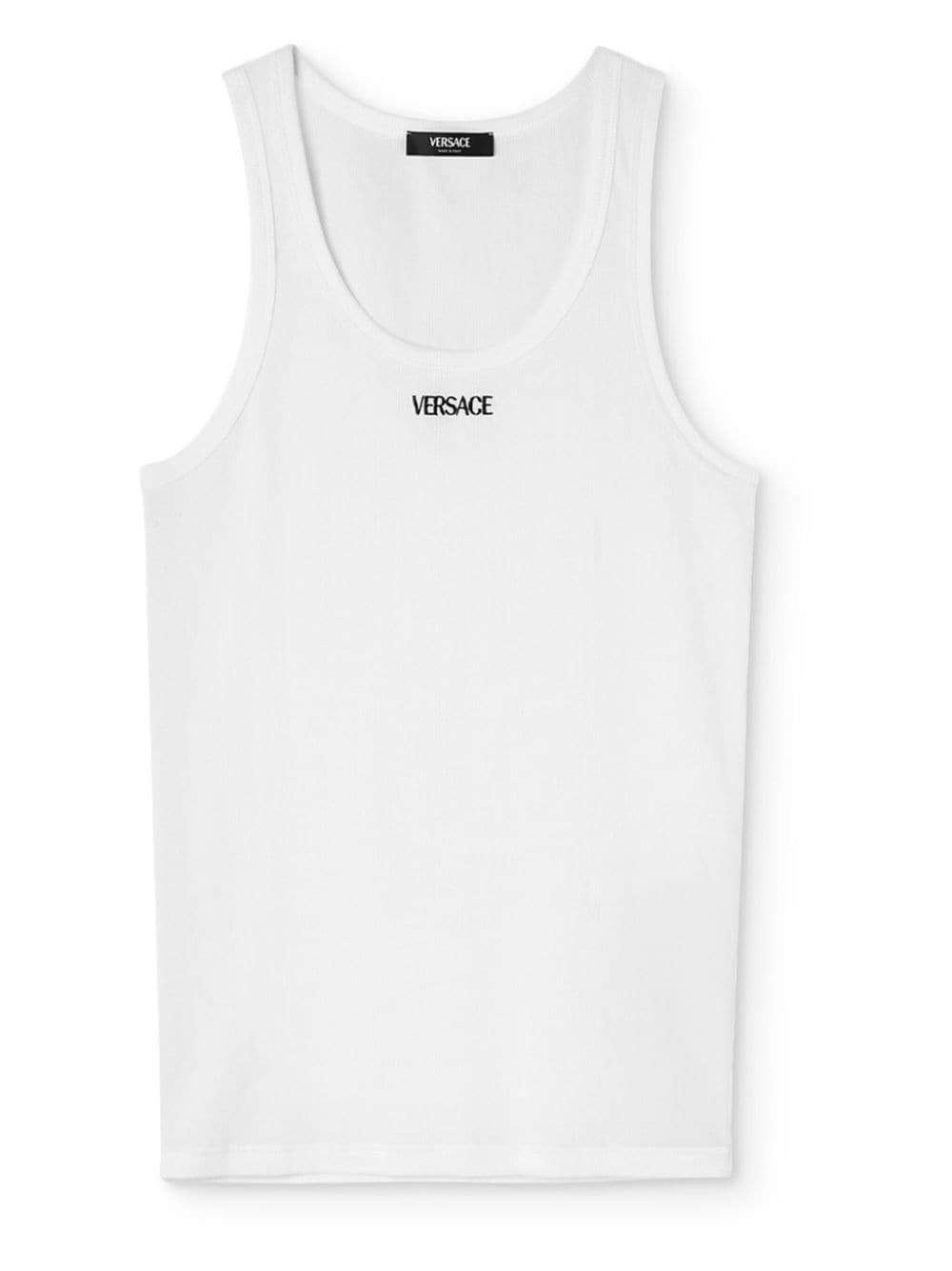Versace Men's Logo-Embroidered Ribbed Stretch-Cotton Jersey Tank Top