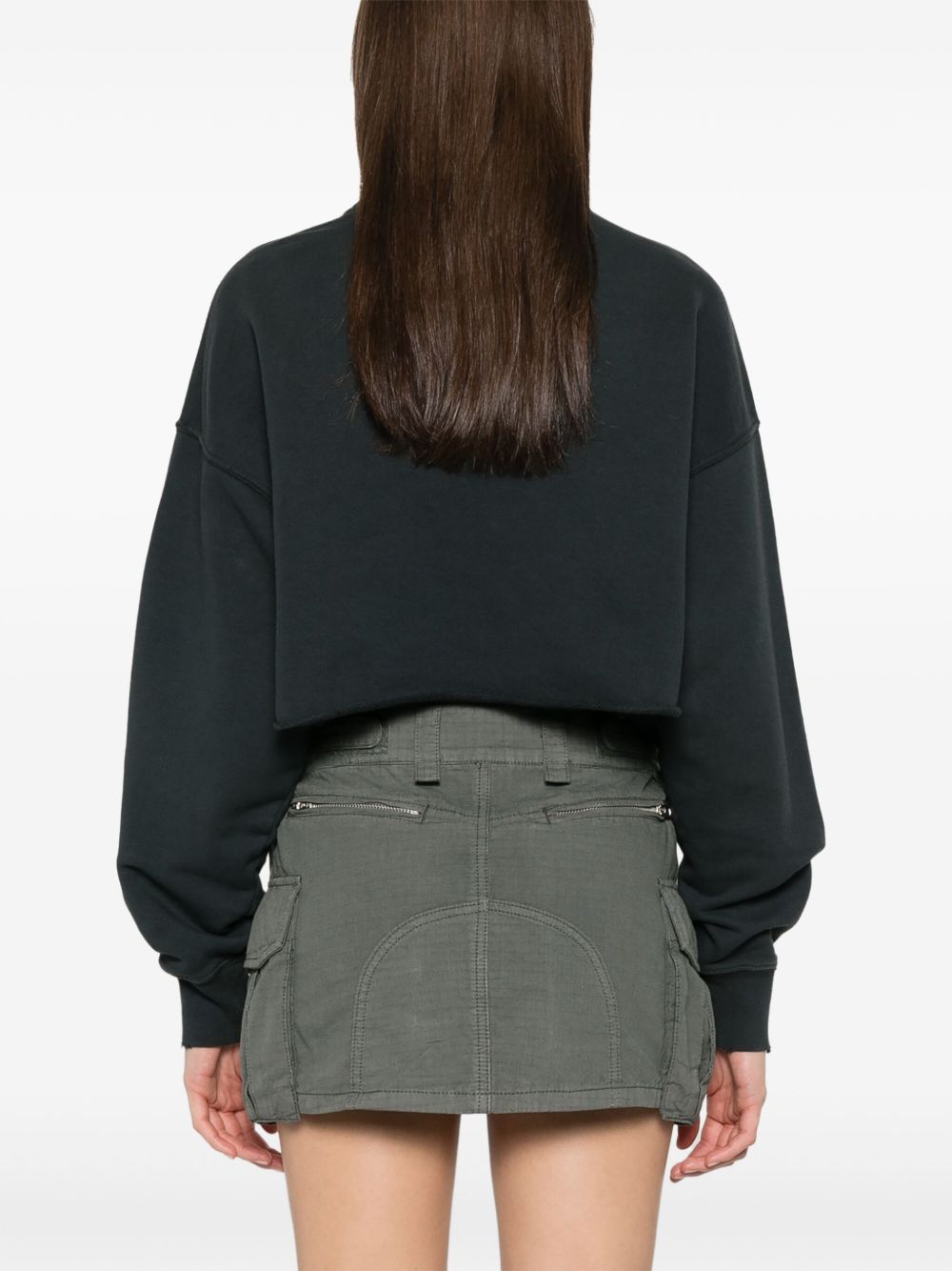 Golden Goose Women's Cropped Cotton Sweatshirt With Crystals On The Front