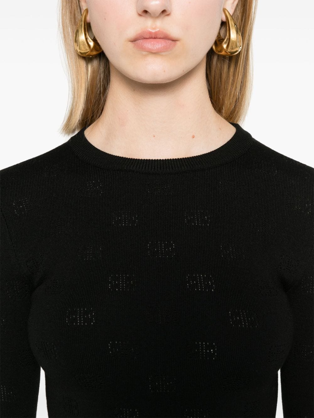 Balenciaga Women's Bb-Pattern Open-Knit Jumper