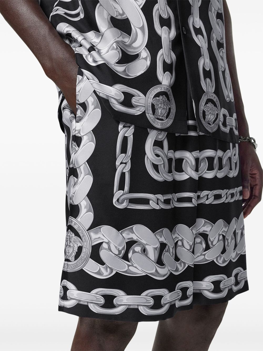 Versace Men's Medusa Chains Silk Shorts