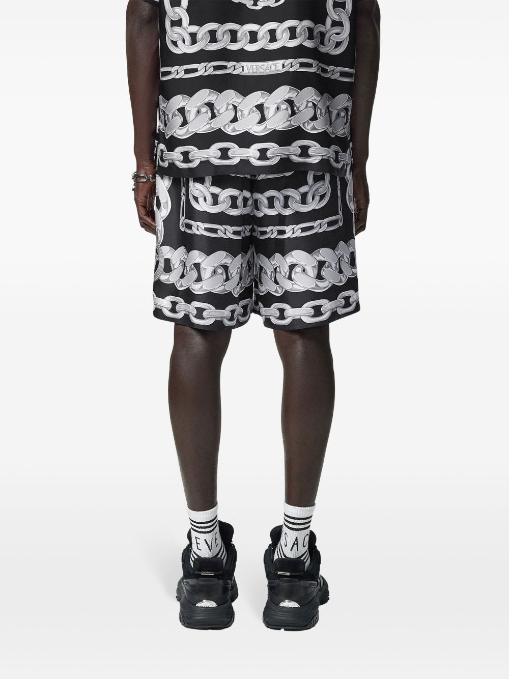 Versace Men's Medusa Chains Silk Shorts