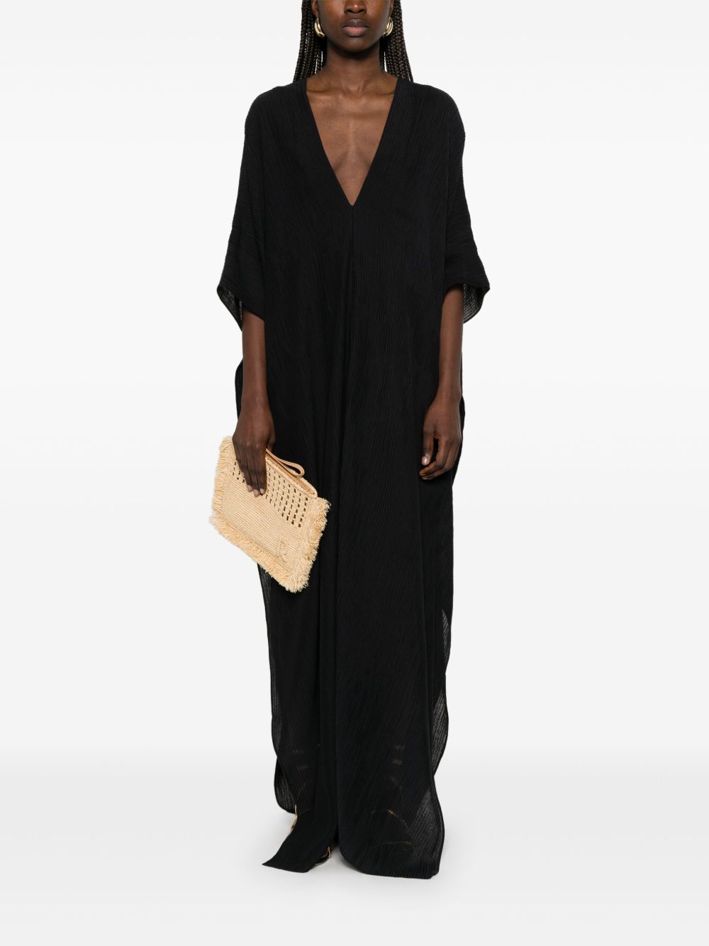 Taller Marmo Pre Women's V-Neck Half-Length Sleeves V-Back Rio Maggiore Kaftan Dress