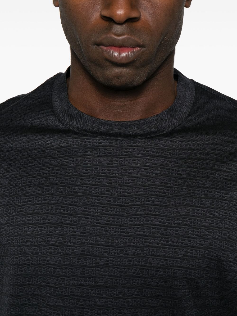Emporio Armani Men's Jersey T-Shirt With All-Over Flocked Logo Lettering